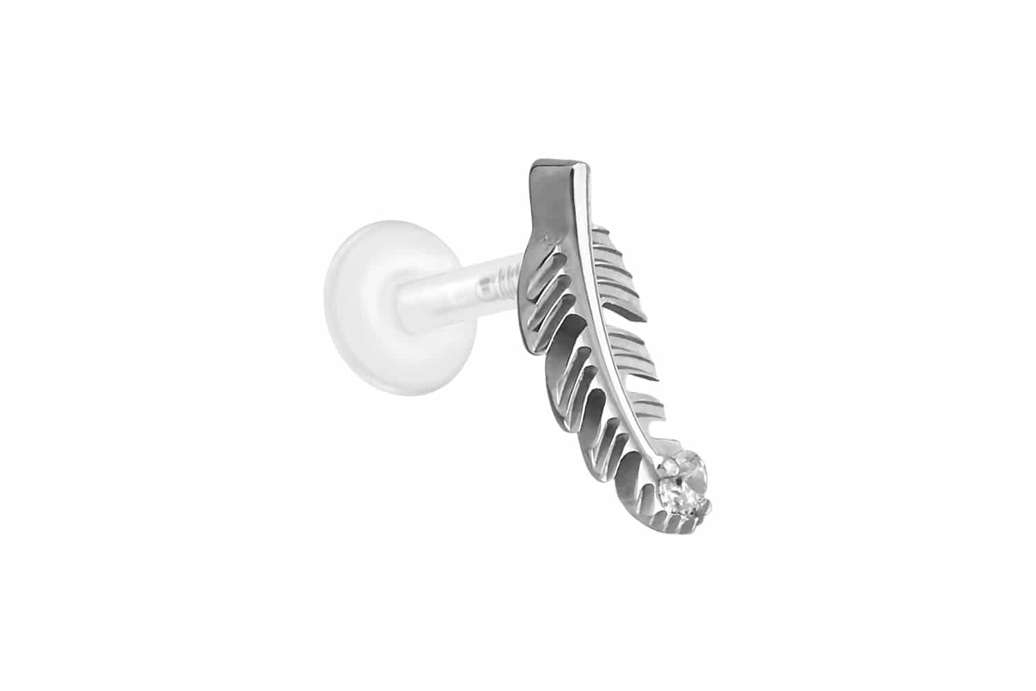 PTFE Labret Piercing mit Innengewinde + Titan-Aufsatz FEDER